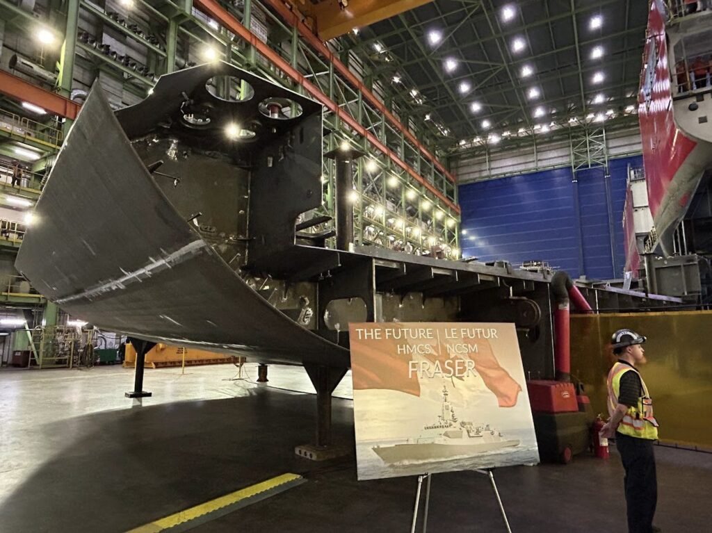 Halifax shipyard workers lay backbone for first of Canada’s 15 River-class destroyers Halifax shipyard workers lay backbone for first of Canada's 15 River-class destroyers