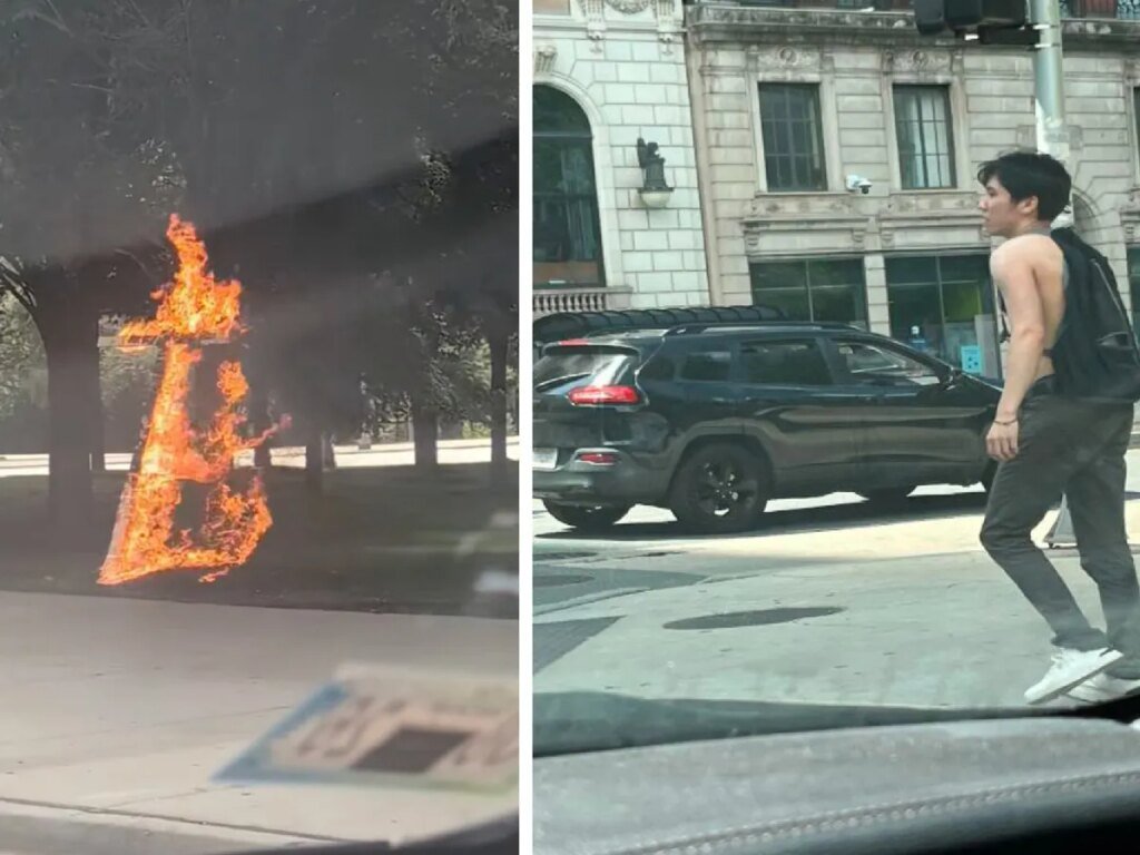 Man who set up burning cross in Chicago calls it an anti-Trump protest