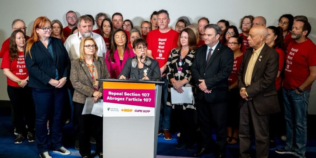 NDP and unions continue to push for repeal of section 107 of the Labour Code NDP and unions continue to push for repeal of section 107 of the Labour Code