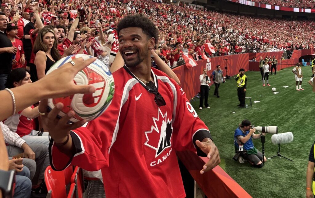 NFL receiver Jared Wayne caught Jonathan David goal celebration during historic Canadian World Cup victory