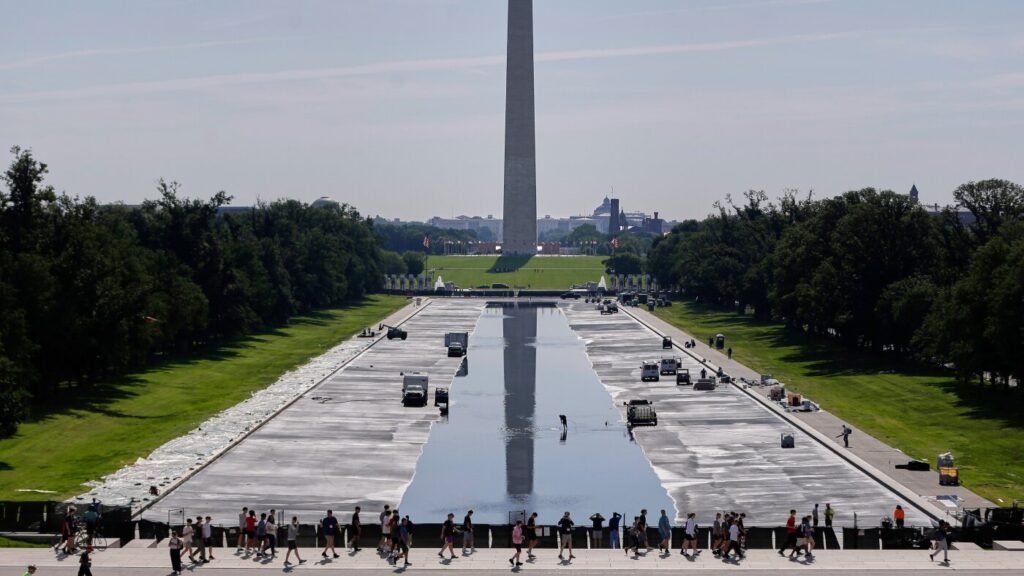Reflecting Pool refills after Trump’s repaint : NPR