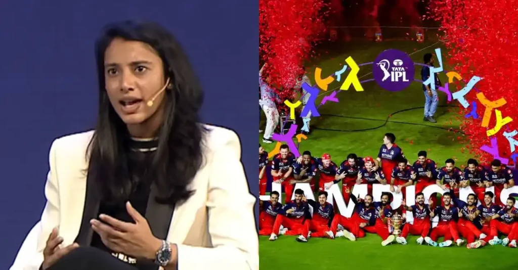 Smriti Mandhana’s priceless reaction after RCB clinches IPL 2026 trophy in Ahmedabad Smriti Mandhana’s priceless reaction after RCB clinches IPL 2026 trophy in Ahmedabad