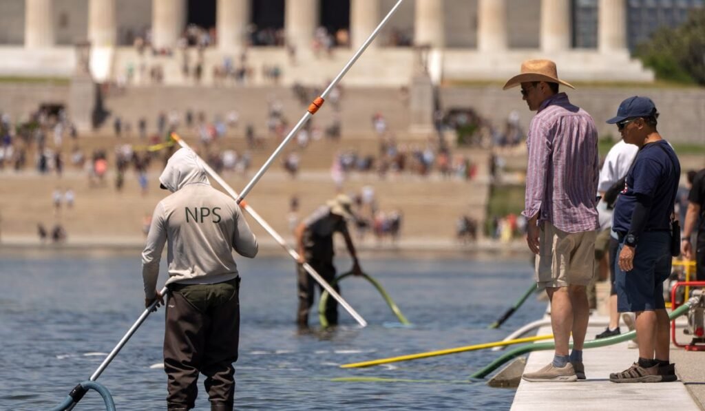 Trump says vandalism at Reflecting Pool will force drainage for ‘necessary repairs’ Trump says vandalism at Reflecting Pool will force drainage for ‘necessary repairs’