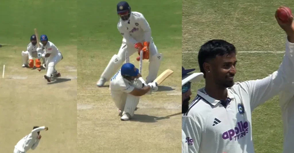 WATCH: Manav Suthar traps Rahmat Shah to complete five-wicket haul on Test debut – IND vs AFG WATCH: Manav Suthar traps Rahmat Shah to complete five-wicket haul on Test debut – IND vs AFG
