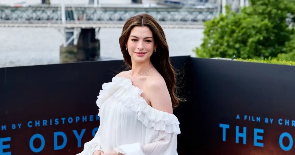 Anne Hathaway Looks Ethereal While Showing Off Baby Bump