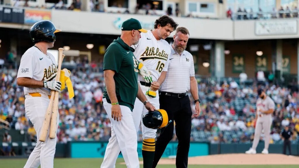Athletics’ Nick Kurtz headed for MRI on left forearm Athletics' Nick Kurtz headed for MRI on left forearm