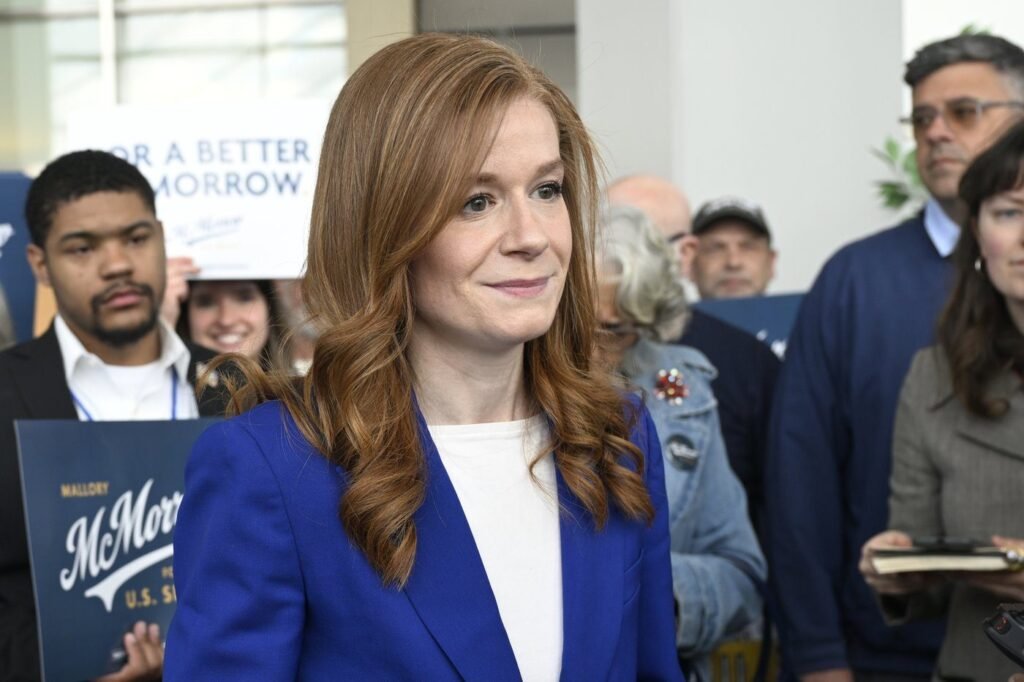 Democrat Mallory McMorrow suspends her Michigan Senate campaign Democrat Mallory McMorrow suspends her Michigan Senate campaign