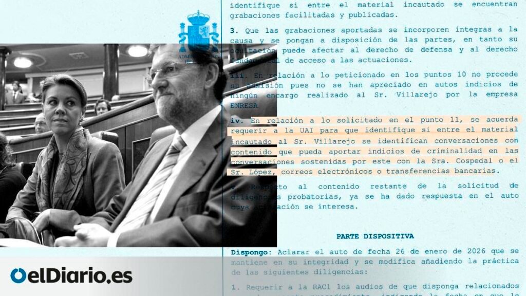 El juez encarga a Asuntos Internos volver sobre la pista de Rajoy y Cospedal y recuperar audios en Kitchen El juez encarga a Asuntos Internos volver sobre la pista de Rajoy y Cospedal y recuperar audios en Kitchen