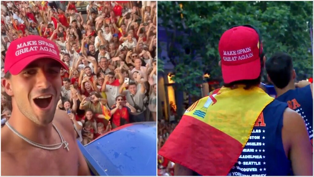 Ferran Torres wears MAGA-like hat at Spain World Cup parade Ferran Torres wears MAGA-like hat at Spain World Cup parade