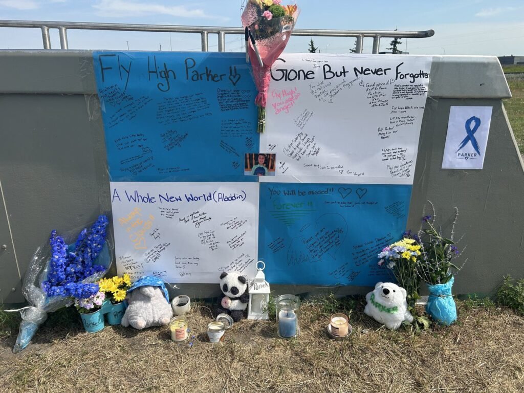 Flowers and teddy bears: Makeshift memorial started for 11-year-old Calgary boy
