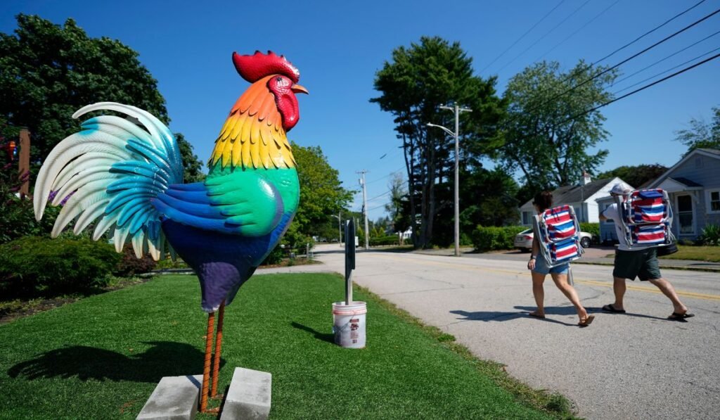 Giant metal roosters spread autism acceptance in Maine after town zoning spat Giant metal roosters spread autism acceptance in Maine after town zoning spat