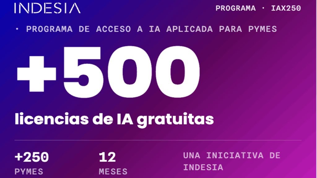 IndesIA lanza IAx250, más de 500 licencias de IA y acompañamiento gratuito a pymes IndesIA lanza IAx250, más de 500 licencias de IA y acompañamiento gratuito a pymes