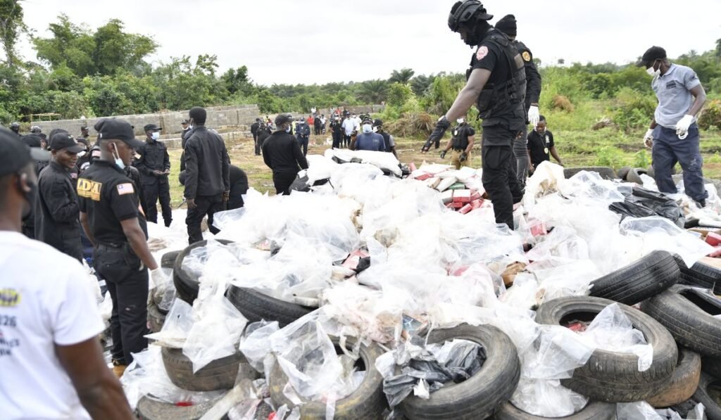 Liberian authorities burn $336 million in cocaine as senior police officials are implicated