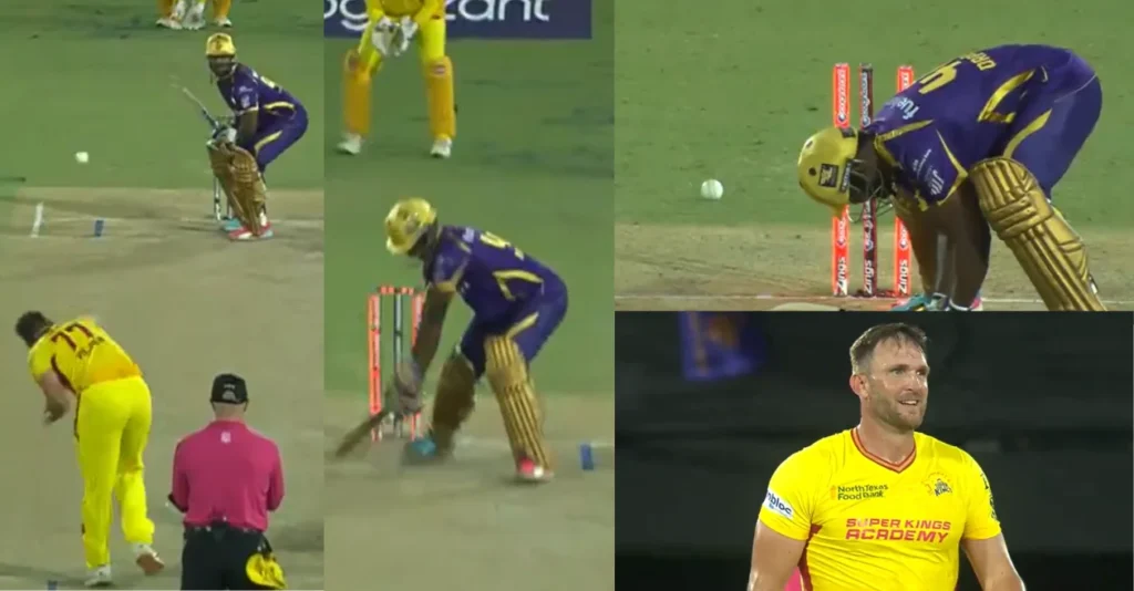 MLC 2026 [WATCH]: Hardus Viljoen castles Andre Russell with a perfect yorker during LAKR vs TSK clash