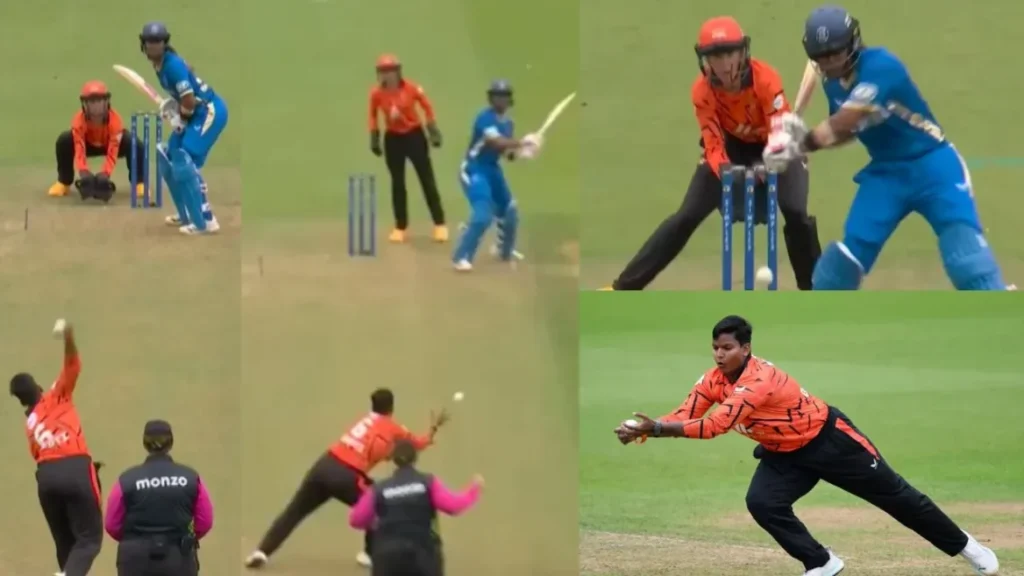WATCH: Deepti Sharma takes a sharp catch to remove Hayley Matthews as SRL cruise to a commanding win over MIL in The Women’s Hundred 2026