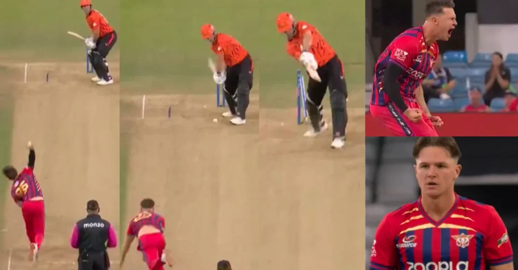 WATCH: Sonny Baker castles Mitchell Marsh with a scorching yorker as SRL stun MSG in The Hundred Men’s 2026