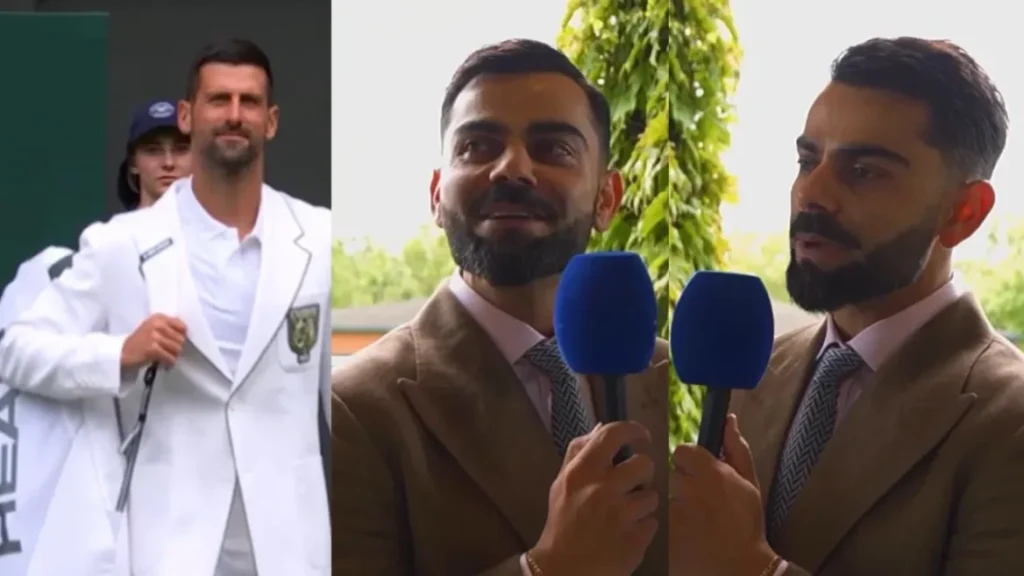 WATCH: Virat Kohli reflects on his message exchange with Novak Djokovic during his Wimbledon appearance WATCH: Virat Kohli reflects on his message exchange with Novak Djokovic during his Wimbledon appearance