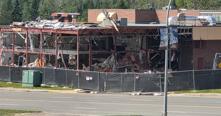 Demolition of Tumbler Ridge Secondary School is now underway Demolition of Tumbler Ridge Secondary School is now underway