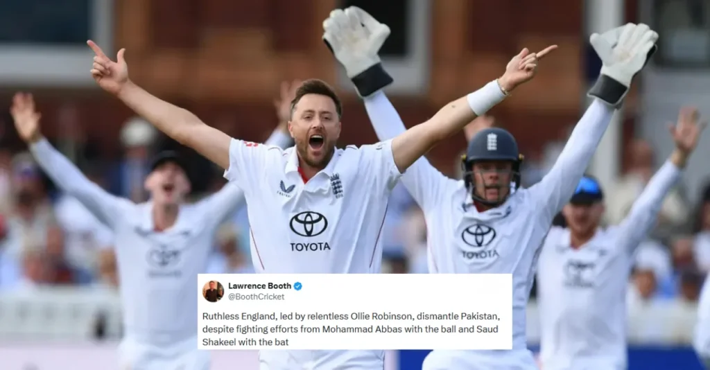 Fans react as Ollie Robinson’s stunning spell powers England to series win over Pakistan at Lord’s Test Fans react as Ollie Robinson’s stunning spell powers England to series win over Pakistan at Lord’s Test