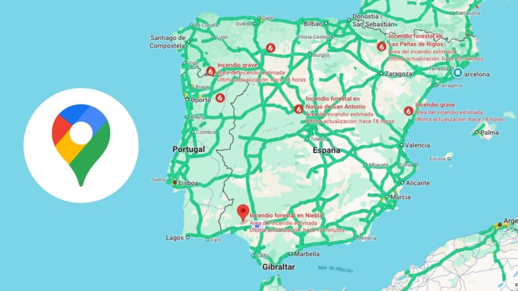Google Maps te muestra los incendios que hay activos en España casi en tiempo real para que tengas cuidado al viajar
