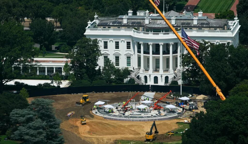 Trump signs marble slab as part of new White House helipad Trump signs marble slab as part of new White House helipad