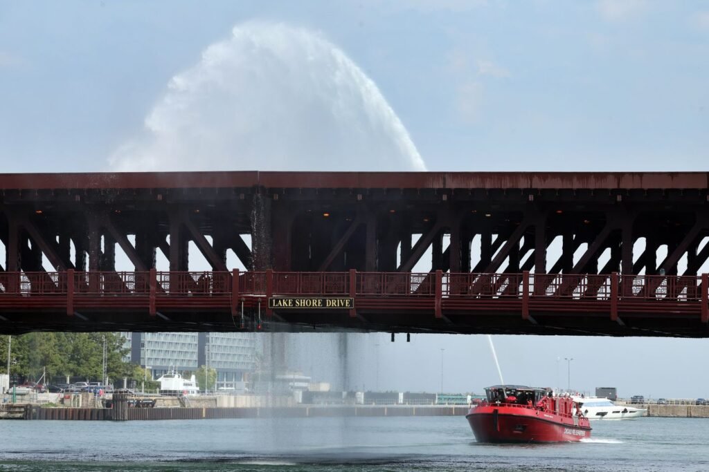 Chicago River bridge gets stuck after lifting for boat to pass