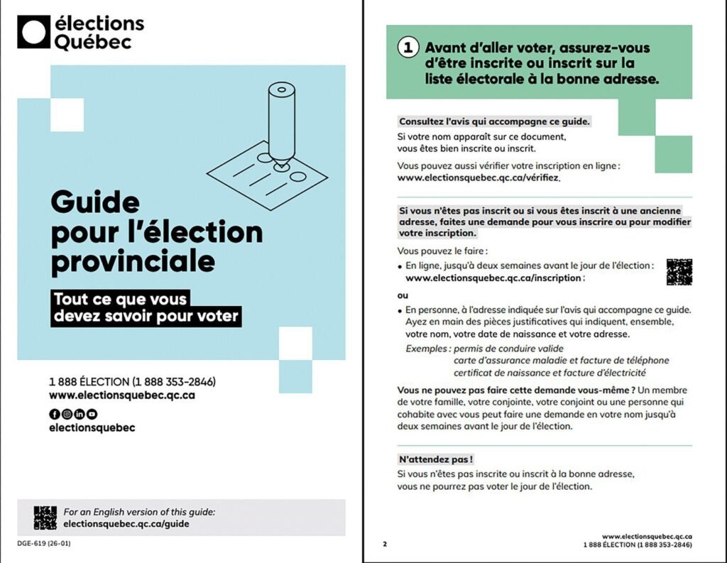 Élections Québec says it’s too late to print voter documents in English Élections Québec says it's too late to print voter documents in English