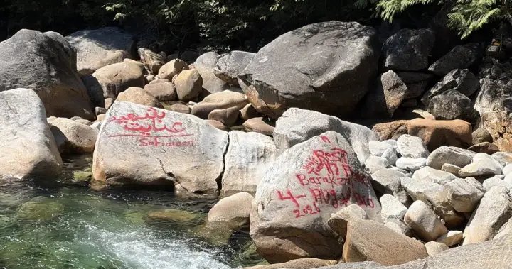 Man accused of spraying graffiti memorial on rocks at B.C. park arrested Man accused of spraying graffiti memorial on rocks at B.C. park arrested